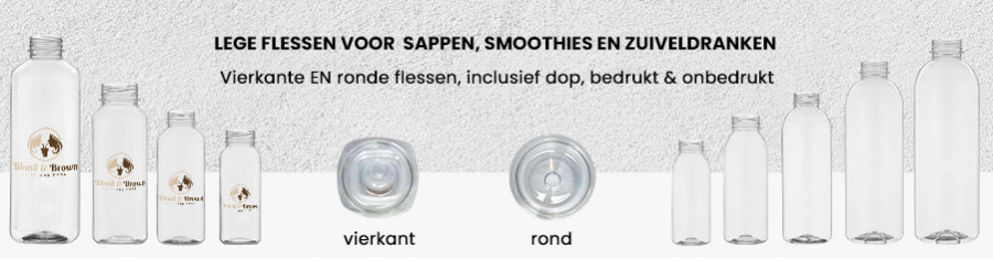 Sap & smoothie flessen PET, leeg