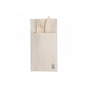 Bestekzak, recycled, 40 x 40 cm, 2 laags servet, 1/8 vouw